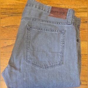 Simon Spurr Jeans Men’s 33 Gray Straight Leg Made in USA Distressed Denim-FLAWS